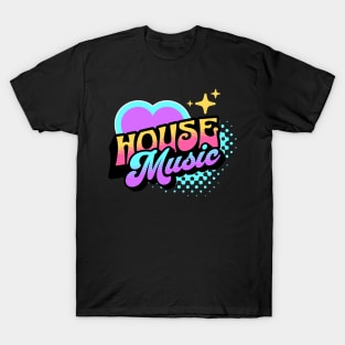 HOUSE MUSIC  - Y2K Retro Heart (blue/purple/white) T-Shirt